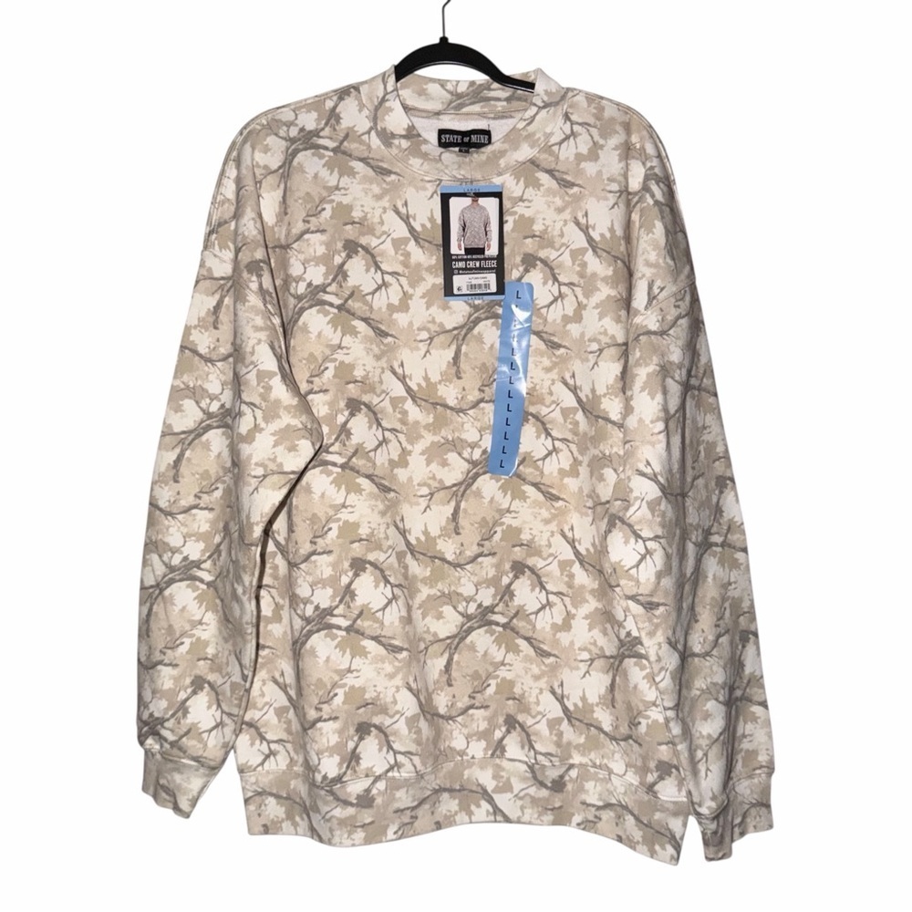 State Of Mine Camo Print Sweatshirt Size Large NWT